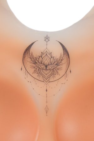 Athena breastplate with tattoo design: Exra Large, cleavage placement, Lunar Flower design