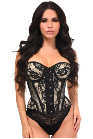Black / Nude Lace Bustier | Front Closure