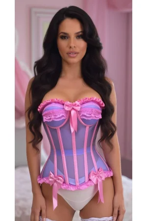 Pink on Purple Frilly Corset